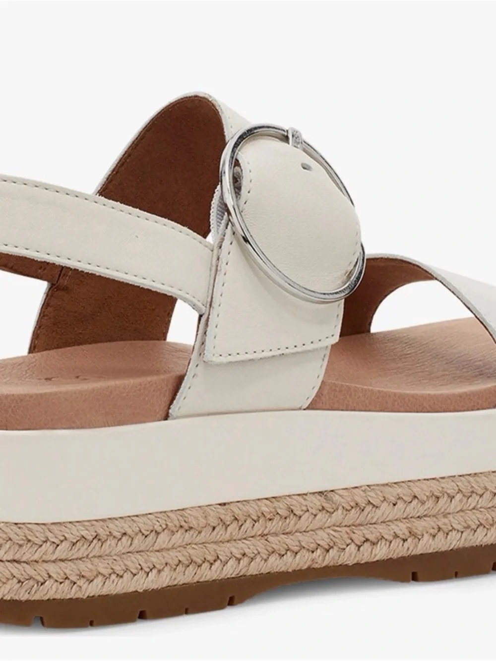 UGG Women White April Espadrille Wedge Platform Buckle Sandals sz 42 $80